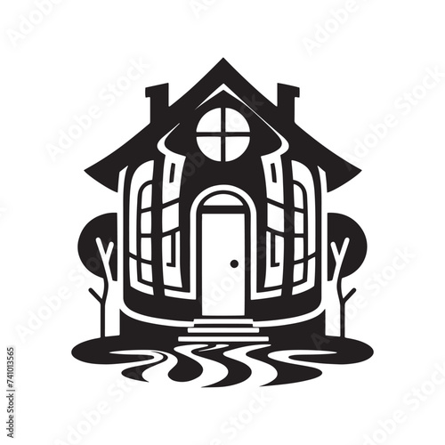 Whimsical Wonderland: Silhouetted Fun House, Where Shadows Dance Amidst Laughter, Surprises, and Endless Delights of Playful Adventures.