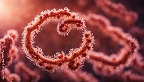 Vibrio cholerae, Gram-negative bacteria. Illustration of bacteria with flagella. 3d rendered style. SEM (TEM) view. Healthcare concept. Medical research. photo