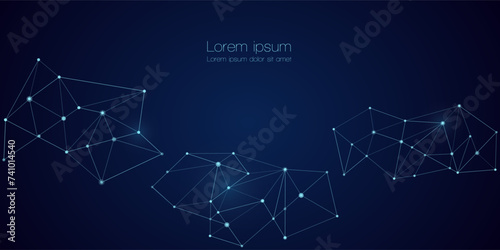 Abstract technology Network nodes, digital connection polygonal shapes, vector background. Science, technology, data structure, connected points, web.