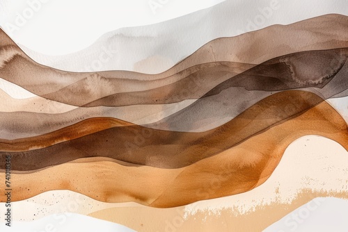 Abstract watercolor paint background dark Brown gradient color with fluid curve lines texture photo
