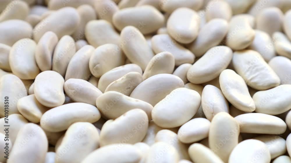 White Great Northern Beans circle rotation close up White Great Northern Beans circle rotation close up