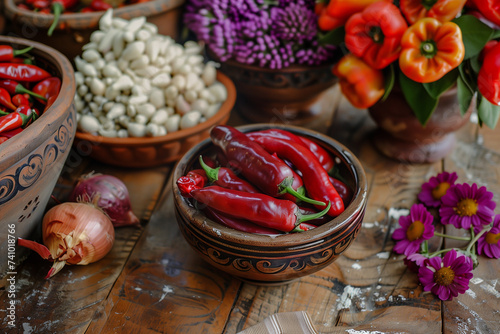 hot chili peppers in a plate, mexican cuisine