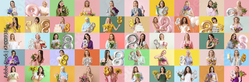 Big collage of beautiful wo...
