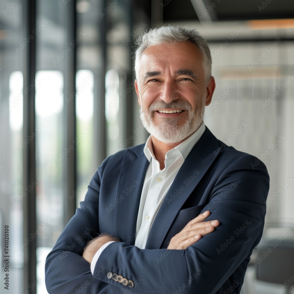 Portrait of a European businessman 50-60 years against the background of an office Portrait of a European businessman 50-60 years against the background of an office