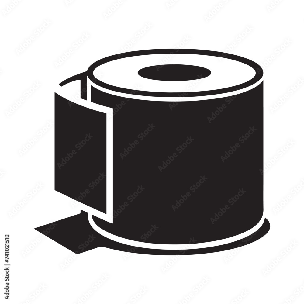 Toilet Paper Roll silhouette, Symbolizing Practicality, Comfort, and the Everyday Necessities of Modern Living and Hygiene. Toilet Paper Roll silhouette, Symbolizing Practicality, Comfort, and the Everyday Necessities of Modern Living and Hygiene.