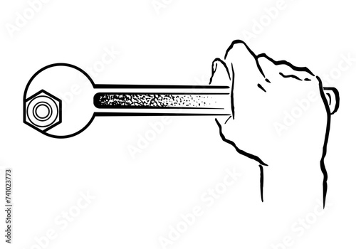 Hand holding wrench vector illustration