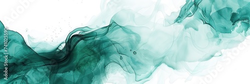 Abstract watercolor paint background dark Cyan gradient color with fluid curve lines texture 