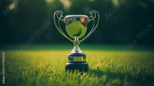 Golden trophy winner cup with copy space