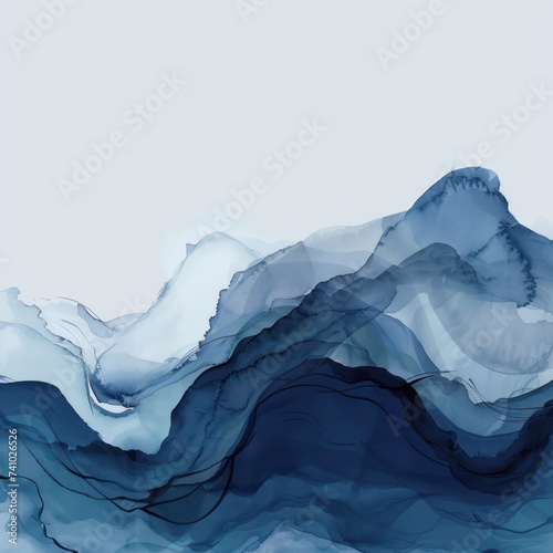 Abstract watercolor paint background dark Indigo gradient color with fluid curve lines texture © GalleryGlider