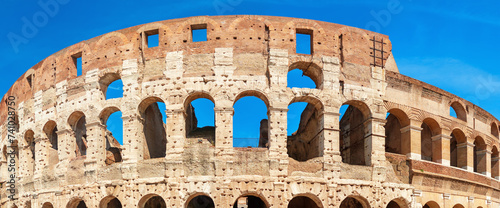 Panoramic view of Colosseum in Rome italy.