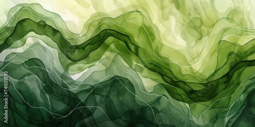 Abstract watercolor paint background dark Olive gradient color with fluid curve lines texture 