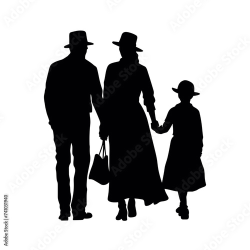 amish family parents and children vector illustration isolated transparent background logo, cut out or cutout t-shirt print design