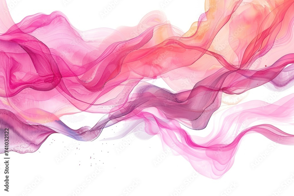 Abstract watercolor paint background dark Pink gradient color with fluid curve lines texture