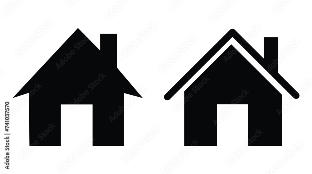 Home icon. House symbol with door and window. Black building logo silhouette. Isolated on white background. Vector illustration. Eps file 458. Home icon. House symbol with door and window. Black building logo silhouette. Isolated on white background. Vector illustration. Eps file 458.