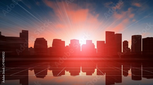 opening sequence screen for breaking news intro city skyline backdrop