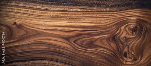 A close up of a brown hardwood plank with a swirling pattern, showcasing the beauty of wood flooring. The wood stain and varnish enhance the natural grain of the wood