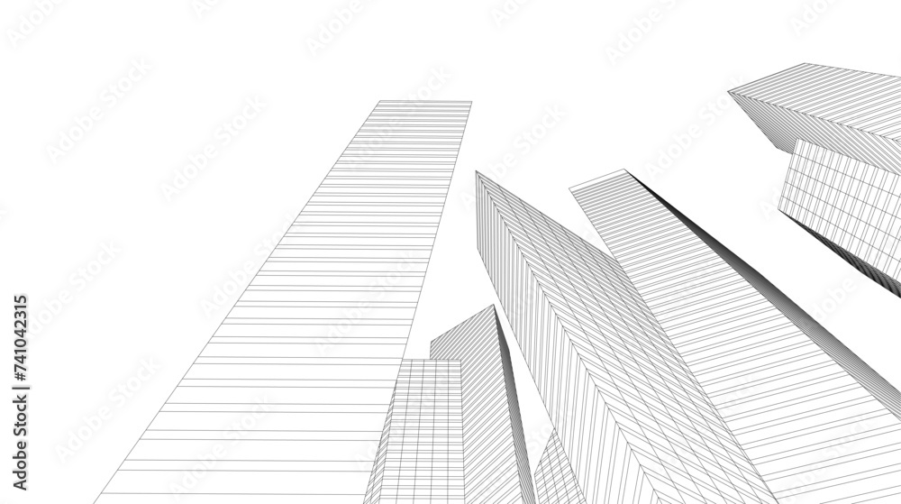 Architecture building 3d. Concept sketch. Architecture building 3d. Concept sketch.