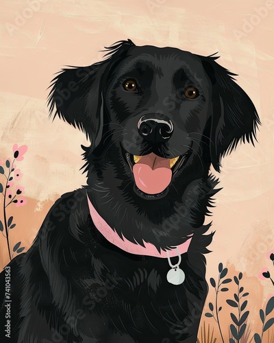 black retriever dog Boho Dog Nursery Artwork Whimsical Dog Illustration