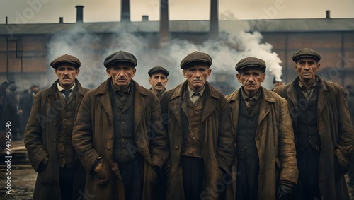 Gruppe von Arbeitern um 1900 in einer Fabrik