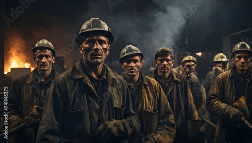 Gruppe von Arbeitern um 1900 in einer Fabrik