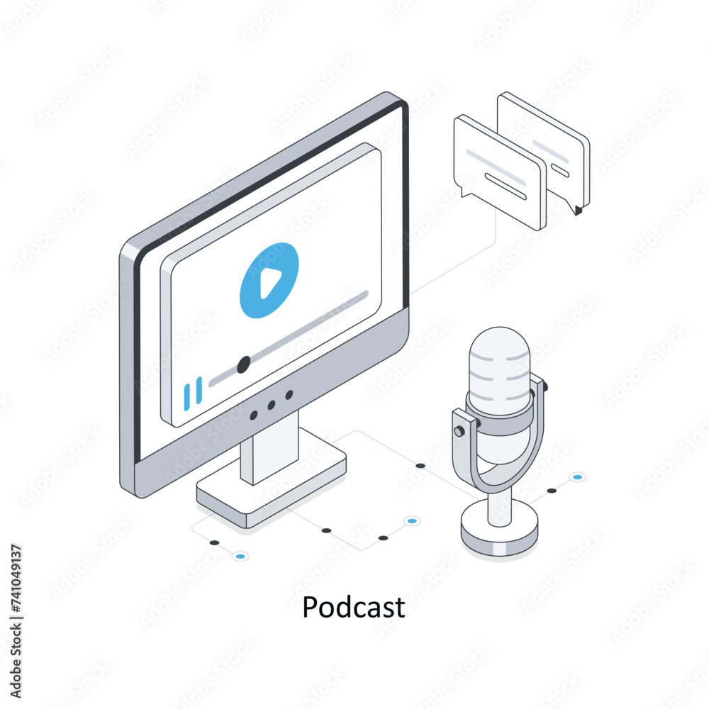 Podcast isometric stock illustration. EPS File stock illustration Podcast isometric stock illustration. EPS File stock illustration