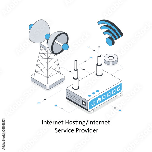 Internet Hosting/Internet Service Provider isometric stock illustration. EPS File stock illustration