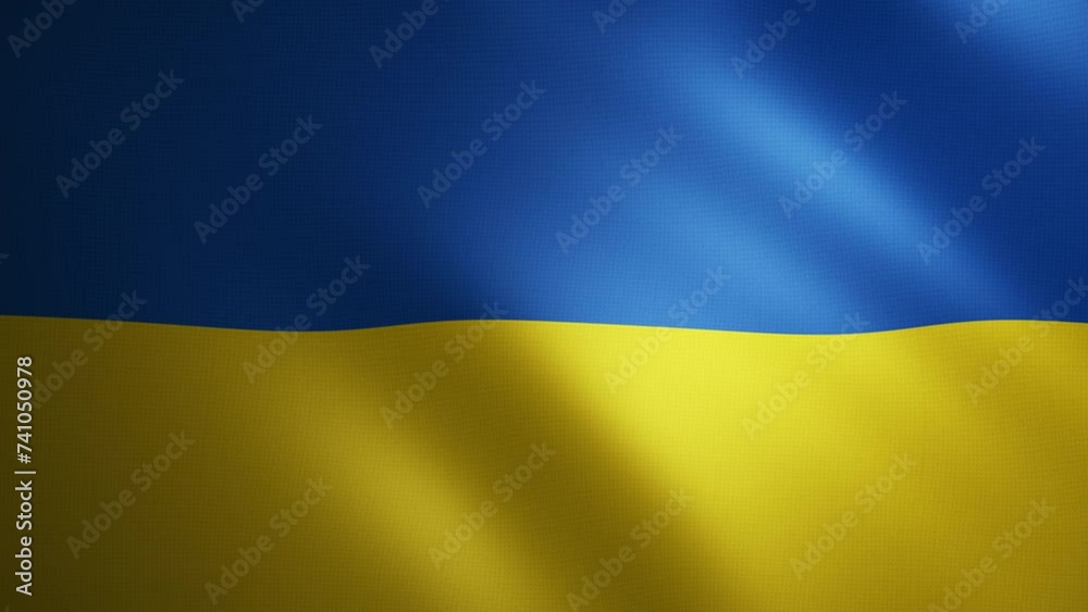 Ukraine flag with fabric texture that moves in the wind. Smooth movement of the waving flag in a perfect loop. Blue, yellow, freedom, country, nation. 4k 60 fps animation. Ukraine flag with fabric texture that moves in the wind. Smooth movement of the waving flag in a perfect loop. Blue, yellow, freedom, country, nation. 4k 60 fps animation.