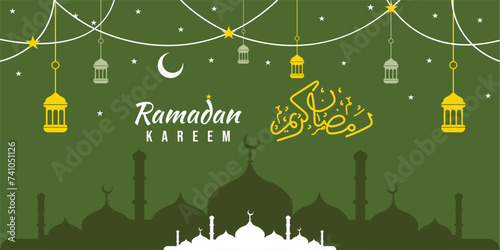 islamic flat design ramadan kareem background greeting card vector illustration