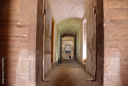 the interior of tombs of nobles in Aswan  Egypt