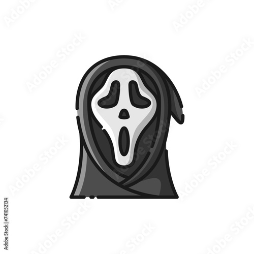 Scream Mask Lineal Icon - Halloween Elements Icon Vector Illustration.