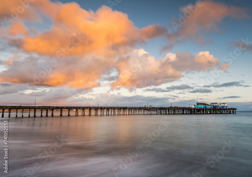 Fototapeta Naklejka Na Ścianę i Meble -  Capitola, Pier, California, Storm, USA, America, Sunrise, Winter
