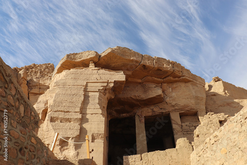 ruins of ancient egyptian tombs of nobles, west Aswan, Egypt  photo