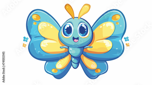 Flying butterfly insect icon. Cartoon kawaii funny