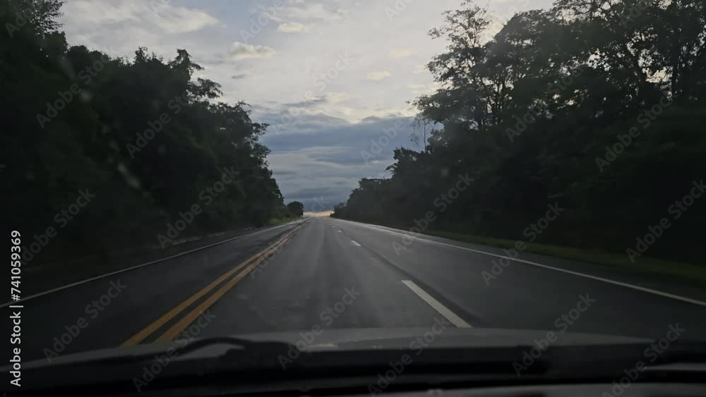 Highway in Brazil, Camera in a car on the highway in Brazil, video taken inside the car, 4k. Highway in Brazil, Camera in a car on the highway in Brazil, video taken inside the car, 4k.