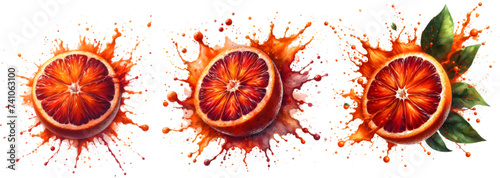 blood orange watercolor vector isolated on white photo