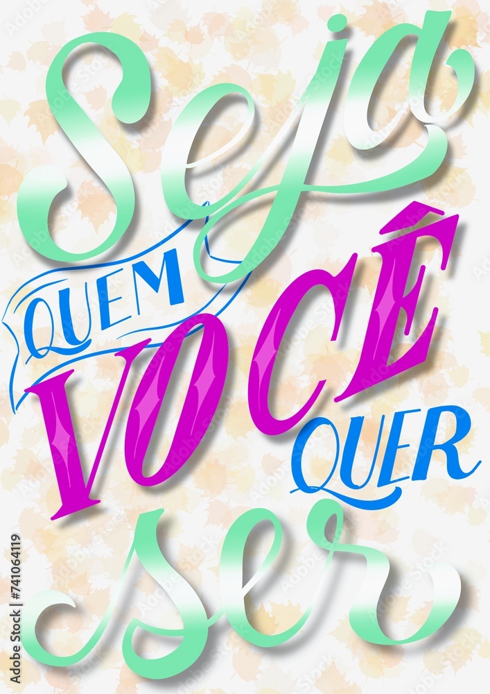 lettering, drawing of a phrase written in Portuguese, 