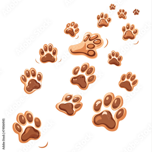 Dog Footprints. isolated White background cartoon