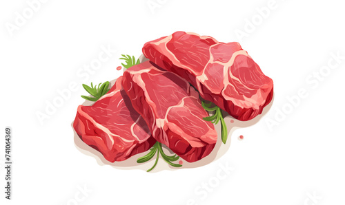 Fresh raw meat top view isolated vector style with transparent background illustration