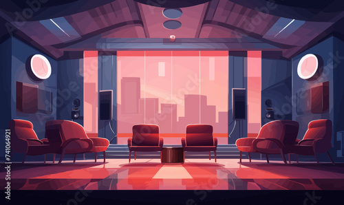 cinema interior vector flat minimalistic isolated vector style illustration