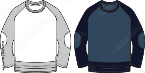 SWEATSHIRT Design for boys. Children's clothes, Apparel template Flat Sketch Fashion CAD Graphics, kids wear, Vector Illustration