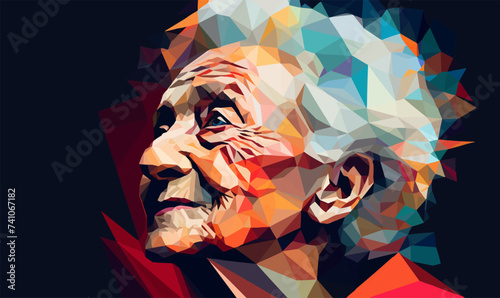 abstract portrait of old woman isolated vector style with transparent background illustration