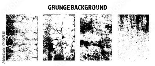 Grunge overlay texture. Old dirty concrete background with cracks and scratches. Distressed grainy surface. Vintage urban backdrop. Scraped and stained design element. Vector illustration photo