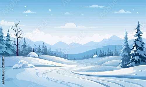 snowy landscape vector flat minimalistic isolated illustration