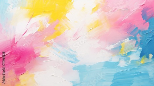 Abstract creative art background. Modern multicolored art created with bold dynamic brush strokes and vibrant pink  blue  yellow splashes of colors on white background
