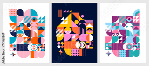 Colorful Abstract Geometric Background. Modern colorful concept poster design. Modular shapes and elements, vector illustration
