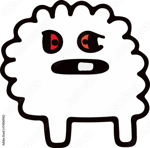 A playful and cute cartoon monster with a wavy outline and a big, infectious smile, perfect for children's themes.