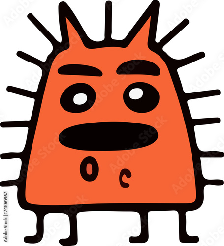 A playful and cute cartoon monster with a wavy outline and a big, infectious smile, perfect for children's themes.