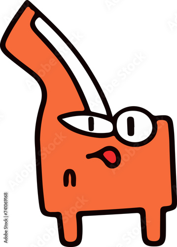 A playful and cute cartoon monster with a wavy outline and a big, infectious smile, perfect for children's themes.
