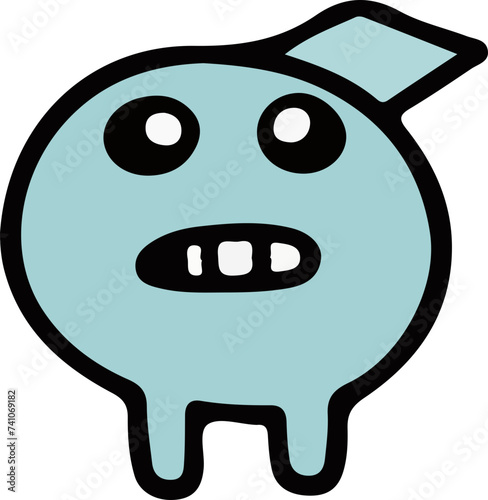 A playful and cute cartoon monster with a wavy outline and a big, infectious smile, perfect for children's themes.