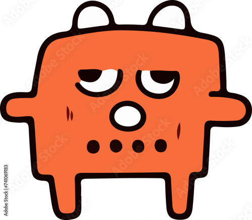 A playful and cute cartoon monster with a wavy outline and a big, infectious smile, perfect for children's themes.